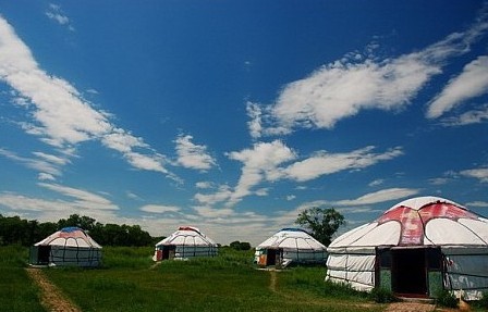 Cool Inflatable Dome Tenda Yurt Mongolia Tahan Lama Dengan Bobot Berat 200kg